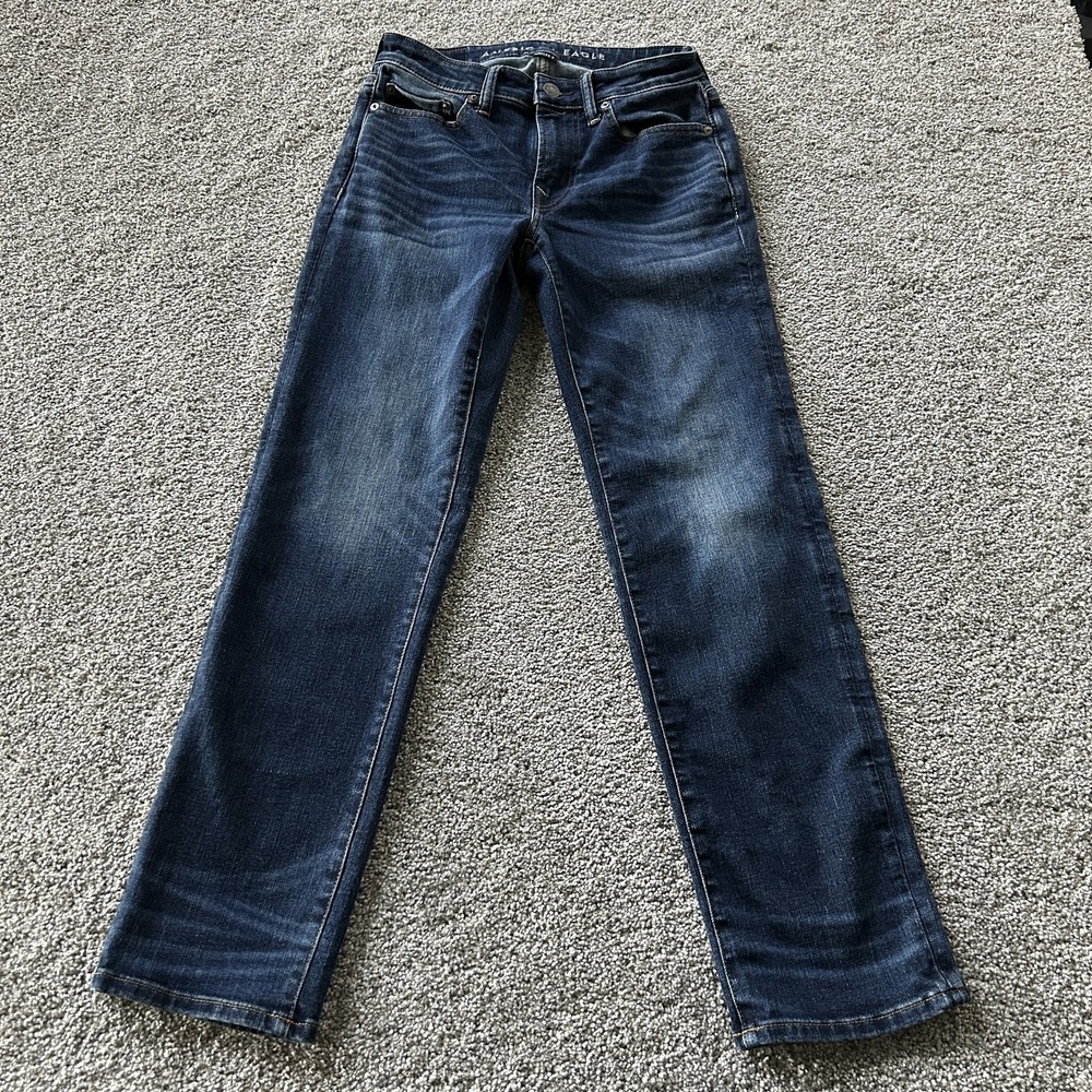 American Eagle Outfitters Airflex+ Straight Jeans Mens 28x30 Blue Denim Stretch